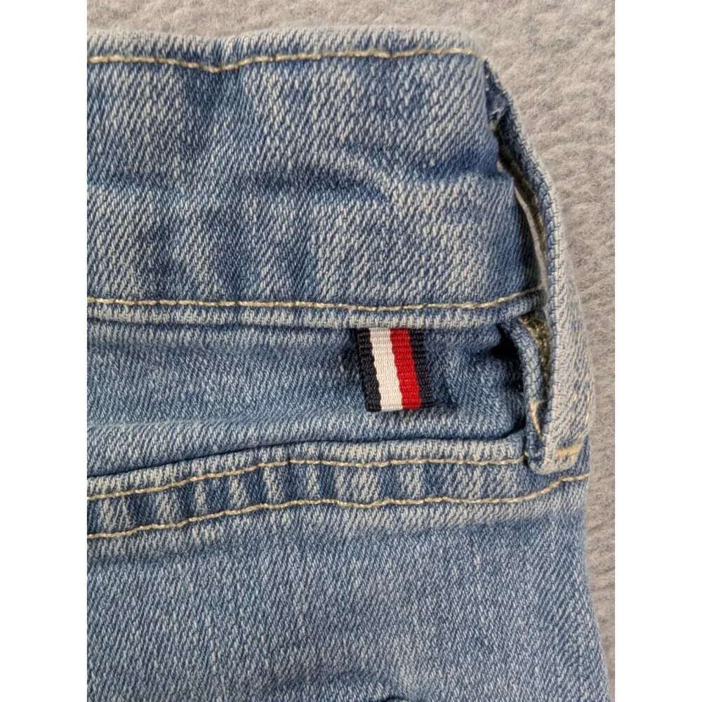 Tommy Hilfiger Denim Shorts Womens SZ 6 Blue whiskers Bermuda Rolled Cuffs Boho - Picture 11 of 14